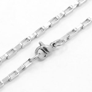 Stainless Steel Rectangular Rolo Necklace 24"