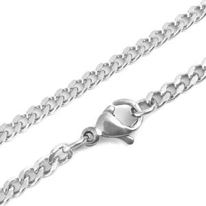 Stainless Steel Curb Faceted Necklace 24"