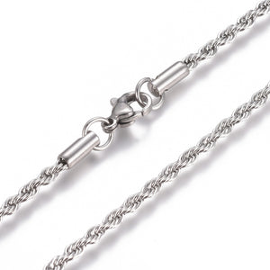 Stainless Steel Rope Twisted Necklace 20"