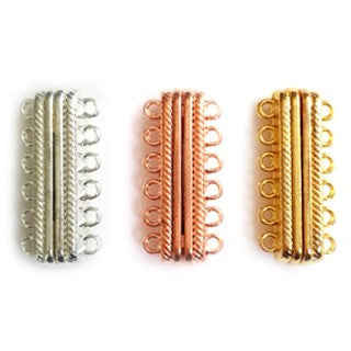 Plated Brass 6 loops Magnetic Clasp 15x33mm