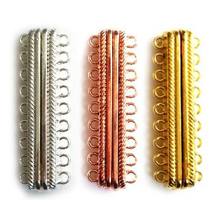 Plated Brass 9 loops Magnetic Clasp 15x48mm
