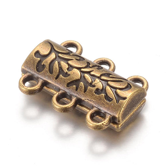 Antique Bronze Magnetic Box Clasp 14x19mm 3 Loops