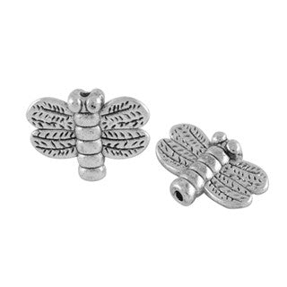 Antique Silver Dragonfly Spacer Beads 10x15mm (30 pcs)