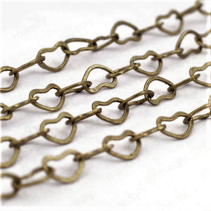 Antique Bronze Heart Cable 3.5x5mm Chain by Foot (3 feet minimum)