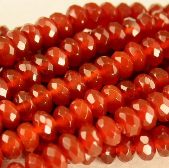Carnelian Faceted Rondelle 8mm
