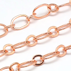 Copper Plated Brass Oval 5.5x8.5mm and Round 4mm Cable  Chain by Foot