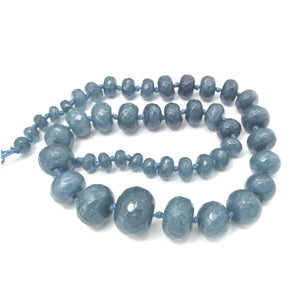 Dark Chalcedony Jade Dyed Faceted Graduated Rondelle 8-20mm