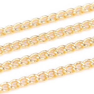 Gold Plated Brass Curb 1.5x2mm Chain by Foot