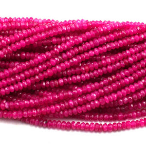 Hot Pink Jade Faceted Rondelle 4mm