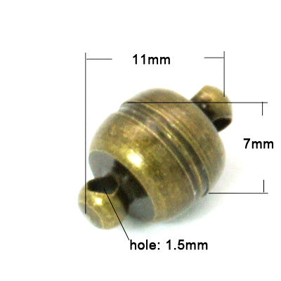 Antique Bronze Magnetic Button Clasp 7mm (5 pcs)