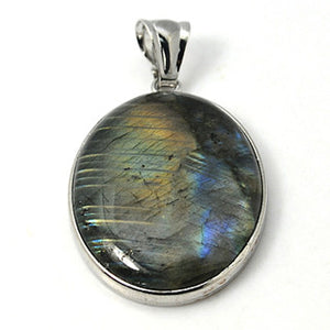 Natural Labradorite Oval Pendant 47x32mm