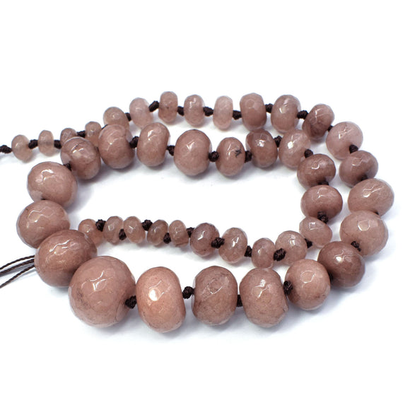 Light Brown Jade Dyed Faceted Graduated Rondelle 8-20mm