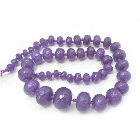Light Purple Jade Dyed Faceted Graduated Rondelle 8-20mm
