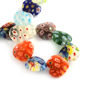 Millefiori Glass Heart Beads