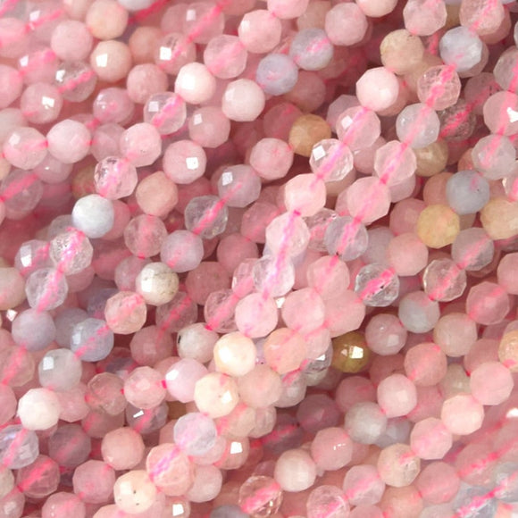 Morganite Faceted Round Bead 2.5mm
