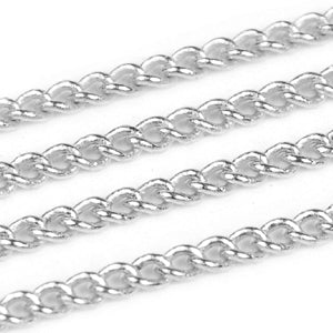 Platinum Plated Brass Curb 2x3mm Chain by Foot