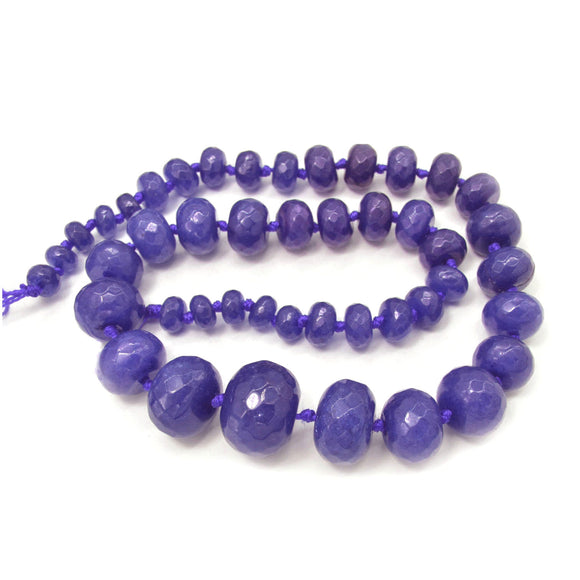 Purple Jade Dyed Faceted Graduated Rondelle 8-20mm