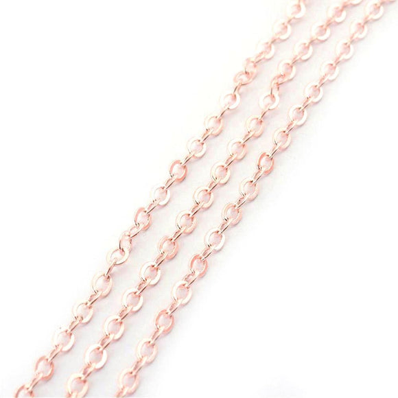 Rose Gold Brass Cable 1.5x2mm Chain by Foot (3 feet minimum)