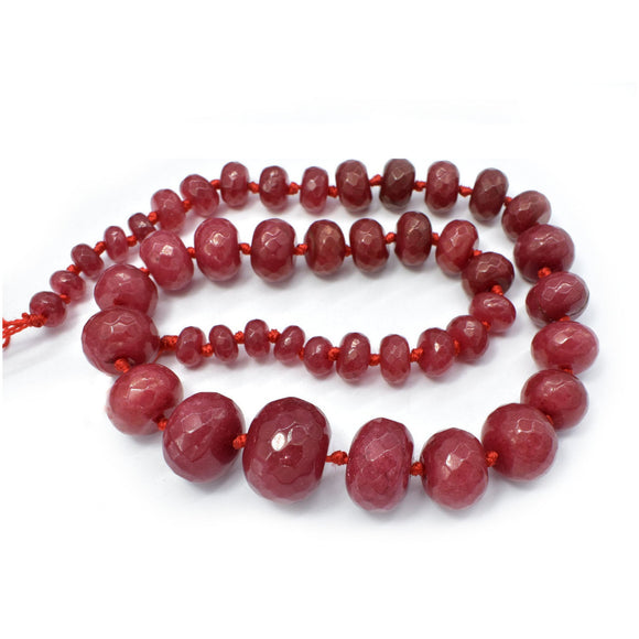 Ruby Jade Dyed Faceted Graduated Rondelle 8-20mm