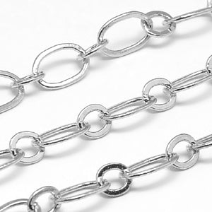 Silver Plated Brass Oval 5.5x8.5mm and Round 4mm Cable Chain by Foot