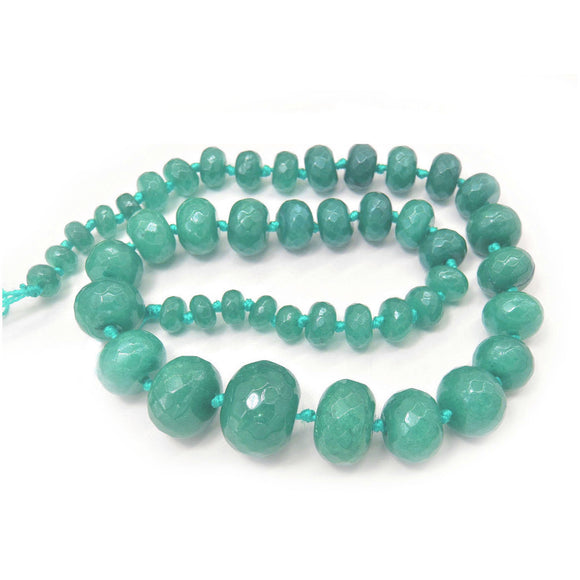 Teal Jade Dyed Faceted Graduated Rondelle 8-20mm