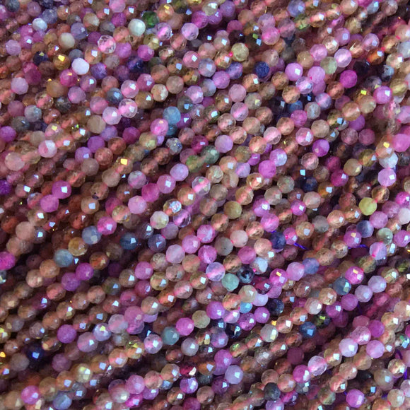 Tourmaline Faceted Round Bead 2mm