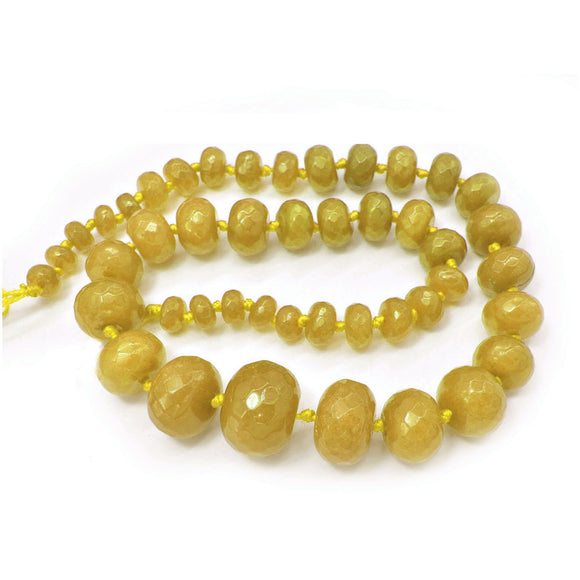 Yellow Jade Dyed Faceted Graduated Rondelle 8-20mm