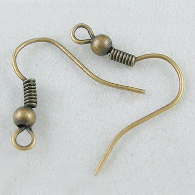 Antique Bronze Ball & Coil Earwires (50 pcs)