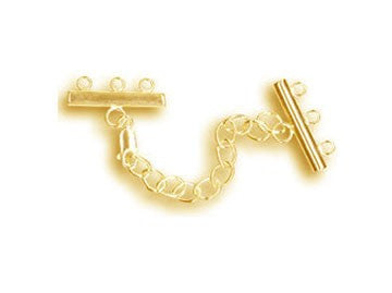 Gold Plated Adjustable Bar 3 Loops Clasp 4x21mm