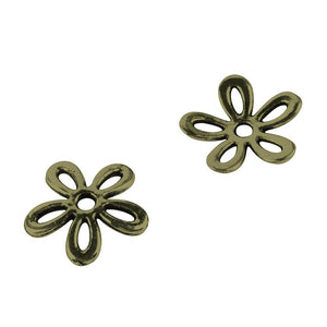 Antique Bronze 5-Petal Bead Cap 11x2mm (100 pcs)