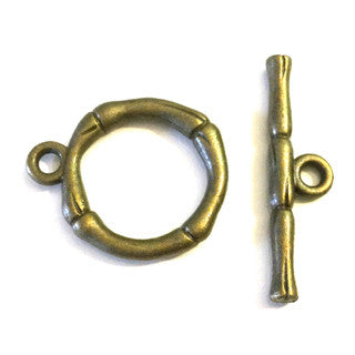 Antique Bronze Bamboo Toggle Clasps 17mm (10 sets)