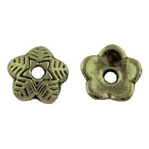 Antique Bronze 5-Petal Star Bead Cap 6x2mm (200 pcs)