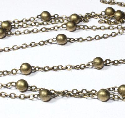 Antique Bronze Cable 2x3mm w/4mm Bead Chain by Foot (3 feet minimum)