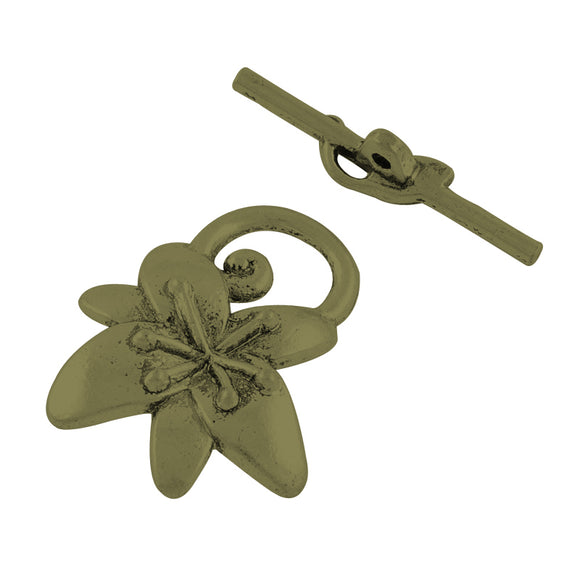 Antique Bronze Big Lily Toggle Clasp 24x30mm (5 sets)