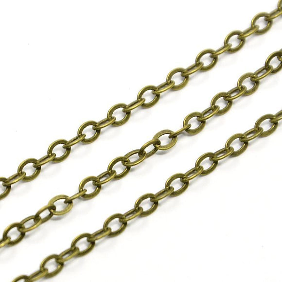 Antique Bronze Cable 2.5x3.5mm Chain by Foot (3 feet minimum)