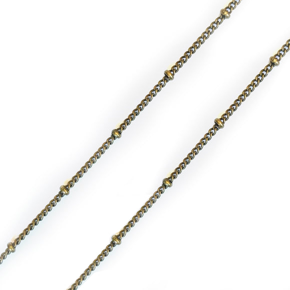 Antique Bronze Curb 1.5mm with 2mm Rondelle Chain by Foot (3 feet minimum)