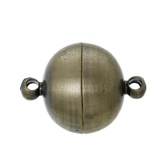 Antique Bronze Magnetic Ball Clasp 10mm (5 pcs)