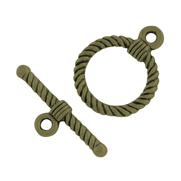Antique Bronze Rope Toggle 18mm (10 sets)