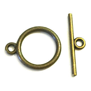 Antique Bronze Plain Toggle Clasps 15mm (10 sets)