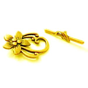 Antique Gold Lily Toggle Clasp 20x28mm (5 sets)