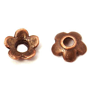 Antique Copper 5-Petal Bead Cap 7mm (100 pcs)