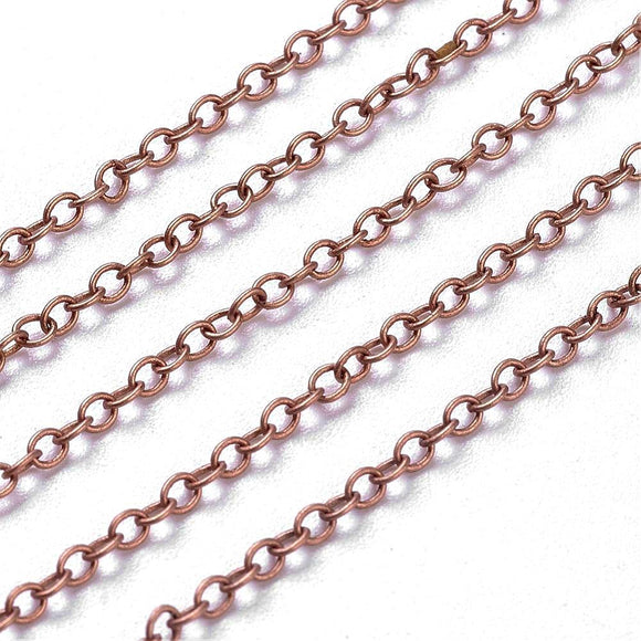 Antique Copper Cable 2x3mm Chain by Foot (3 feet minimum)