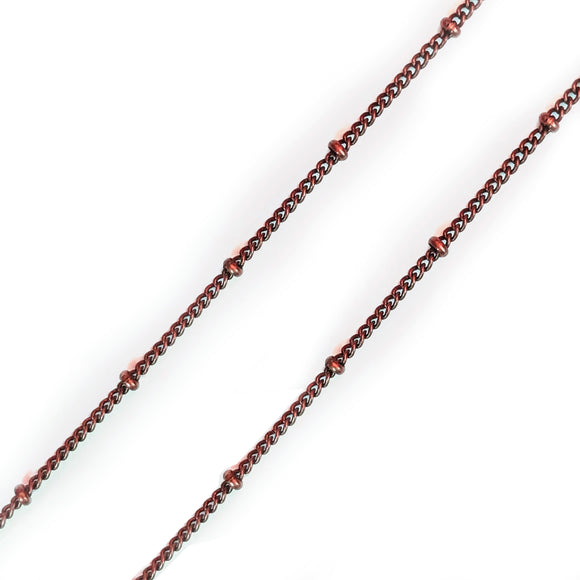 Antique Copper Curb 1.5mm with 2mm Rondelle Chain by Foot (3 feet minimum)