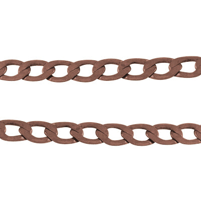 Antique Copper Flat Curb 5x6mm Chain by Foot (3 feet minimum)