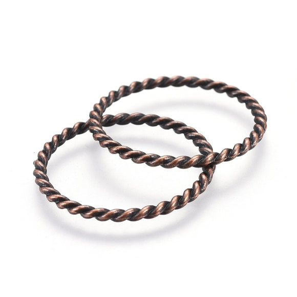 Antique Copper Rope Closed Ring 26mm (20 pcs)