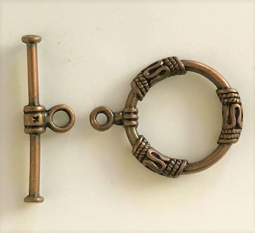 Antique Copper Snake Toggle Clasps 18mm (10 sets)