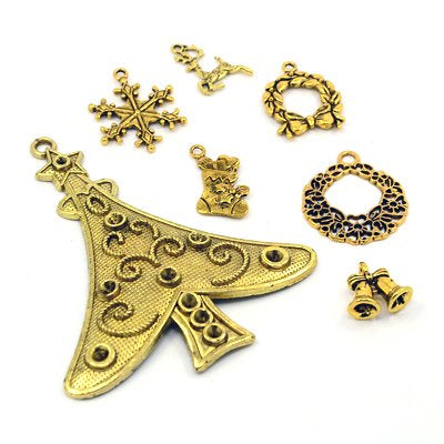 Antique Gold Mixed Christmas Charms