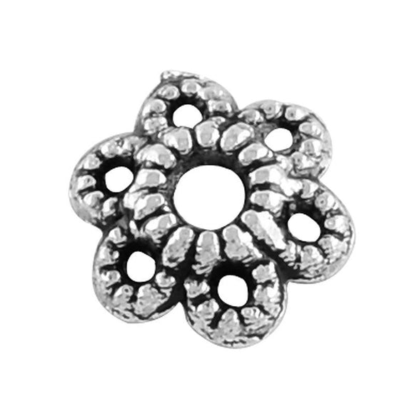Antique Silver 6-Petal Flower Bead Cap 6mm (100 pcs)