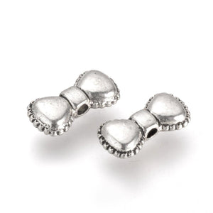 Antique Silver Bow Spacer Bead 6x12mm (40 pcs)