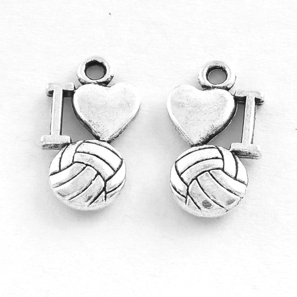 Antique Silver Volleyball Charm 9x16mm (20 pcs)